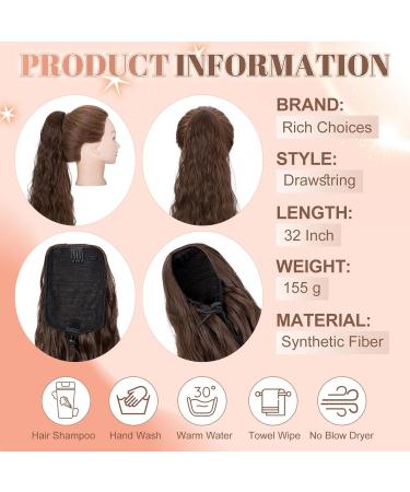 Rich Choices Ponytail Extension 32 Inch Extra Long Curly Hair Extensions Drawstring Ponytail Hair Extensions Afro Pony Tails Extensions Wavy Hairpieces - Medium Brown 32 Inch Medium Brown - Buy Online on GoSupps.com