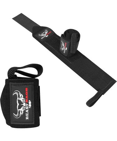 BEAST RAGE Wrist Wraps - Support Wraps for Weightlifting & Fitness | Thumb Loop, Cotton Bandages, Gym Brace | Black - Buy Online on GoSupps.com