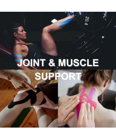 VKI Kinesiology Tape - 4 Rolls (65.6 FT) Hypoallergenic Athletic Tape for Joint Support & Muscle Pain Relief - Water Resistant Black Strips - Buy Online on GoSupps.com