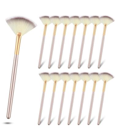 15 pieces fan brush slim soft face brush cosmetics Multi use peel brush wooden handle makeup brush champagne facial powder brush makeup mask applicator brush for face highlighting