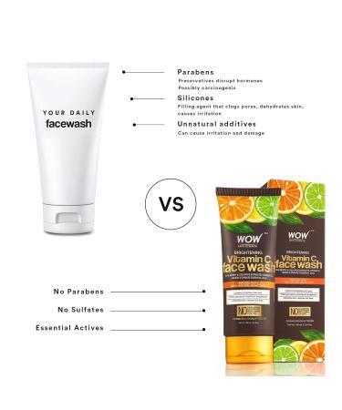 WOW Skin Science Vitamin C Face Wash - Deep Cleanser for All Skin Types | Exfoliating & Pore Minimizer | Sulfate & Paraben Free | 100ml by Glowrity - International Shipping Available - Buy Online on GoSupps.com