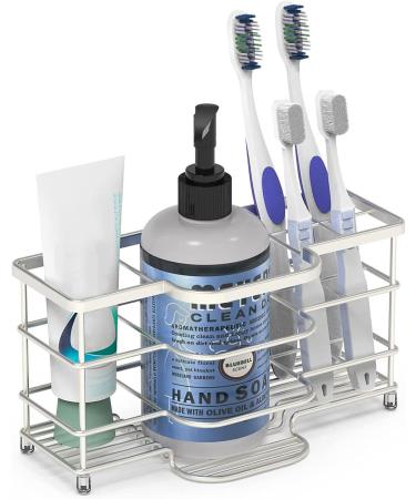 Premium Stainless Steel Toothbrush & Bathroom Accessories Set - 6 Seat Black Ventilated & Standing - Modern Kitchen Silver - Buy Online on GoSupps.com