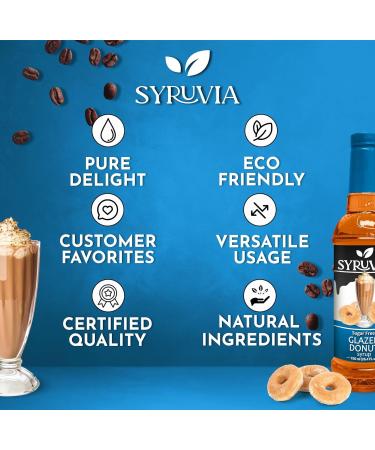 Syruvia Sugar-Free Glazed Donut Coffee Syrup - 25.4 fl oz Premium Coffee Flavoring Syrup - 0 Calorie- Kosher Coffee Syrups Gluten Free Perfect for Drinks Soda Shakes Desserts and More. - Buy Online on GoSupps.com