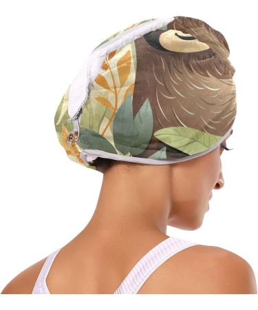 Sloth Leaves Hair Towel 2 Pack - Super Absorbent Quick Dry Hair Turbans for Women & Girls | Perfect Head Towel with Button Twisty Wrap - Buy Online on GoSupps.com