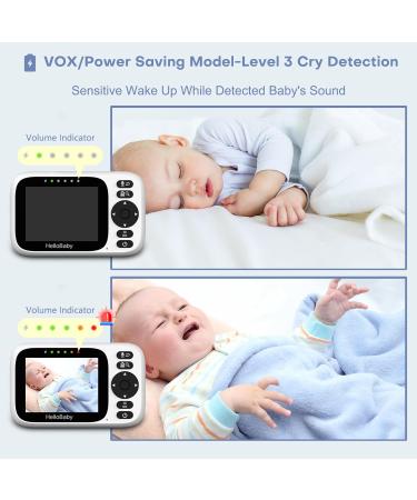 HelloBaby Video Baby Monitor with Camera and Audio | Night Vision | Pan 355 & Tilt 120 | IPS HD Display | 2-Way Audio | VOX Mode | 8 Languages & Lullabies | HB6339 - Buy Online on GoSupps.com