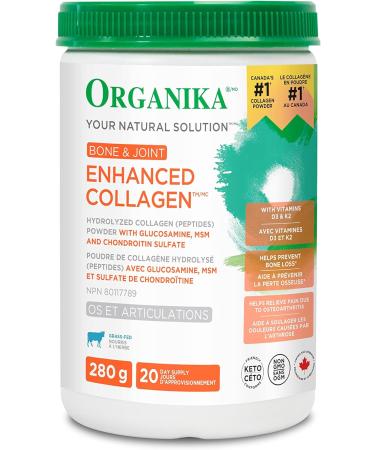 Organika Enhanced Collagen Bone and Joint Powder- with Glucosamine MSM Chondroitin Sulfate & Full Spectrum Collagen Type 1 2 3- Bovine Marine and Chicken Collagen Combination - Buy Online on GoSupps.com