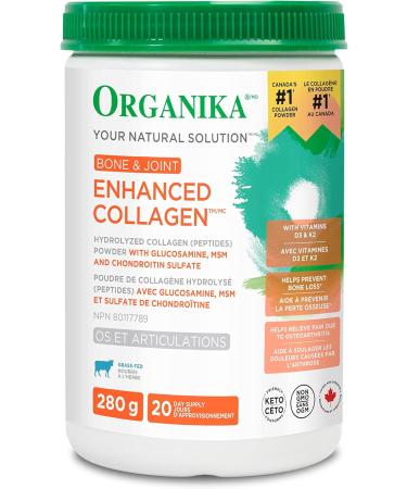 Organika Enhanced Collagen Bone and Joint Powder- with Glucosamine MSM Chondroitin Sulfate & Enhanced Collagen Peptides Protein Powder For Healthy Hair Skin Nails Joints Nutritional Supplement+ Collagen Peptides - Buy Online on GoSupps.com
