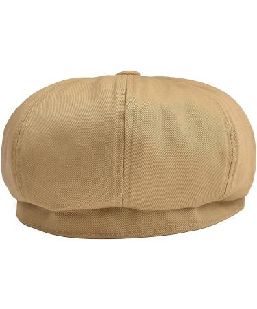 BOTVELA Men's 100% Cotton Newsboy Flat Cap in Khaki - Size 7 3/8 - Buy Online on GoSupps.com
