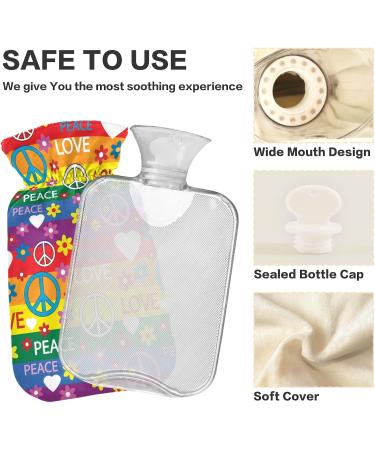 Symbols of Hippie BAP Free Hot Water Bottle with Cover - 2L Pain Relief & Heat Therapy Bag for Back Pain - Buy Online on GoSupps.com