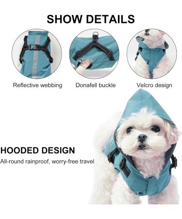 Petcute Blue Dog Rain Jacket - Waterproof Windproof & Reflective Adjustable Coat for Small Medium & Large Dogs (2XL) - Buy Online on GoSupps.com