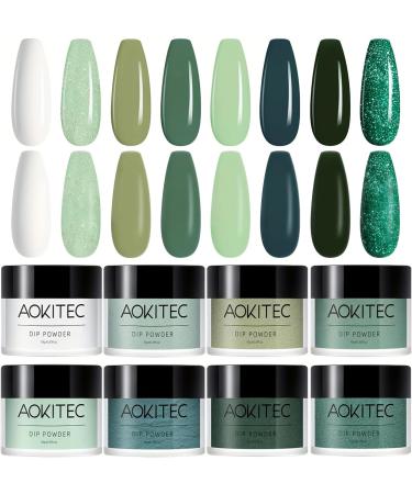Aokitec 8 Colors Dip Powder Kit - French Manicure Collection for Salon-Quality Nail Art at Home - Odor-Free, Long-Lasting Formula | No Lamp Needed - Dawn Forest - Buy Online on GoSupps.com