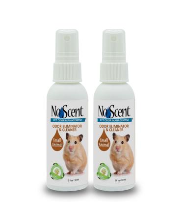 No Scent Small Animal - Professional Pet Waste Odor Eliminator & Cleaner - Safe All Natural Probiotic & Enzyme Formula Smell Remover for Hutches Tanks Enclosures Bedding Toys and Surfaces 2 oz x 2