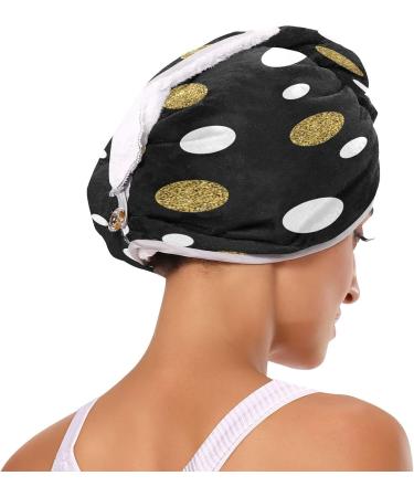 Quick Drying Irregular Dot Pattern Hair Cap & Towel Set - 2 Piece Absorbent Soft Comfortable with Button Headband - Buy Online on GoSupps.com