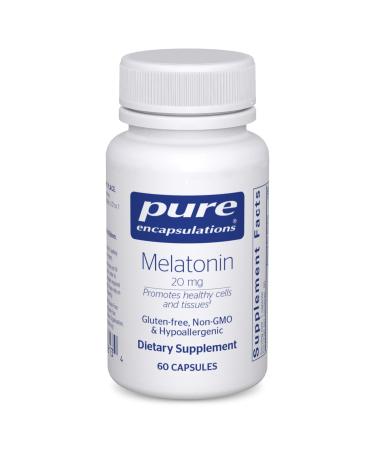 Pure Encapsulations Melatonin 20 mg - Not Intended for Sleep Support - for Immune System & Healthy Cells - 99.5% Purity Melatonin - Gluten Free & Non-GMO - 60 Capsules 60 Count (Pack of 1)