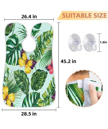 Butterfly Palm Leaves Beard Bib Apron | Non-Stick Waterproof Grooming Cape for Men | Hair Catcher & Trimmer with Suction Cups | Perfect Gift for Men - Buy Online on GoSupps.com