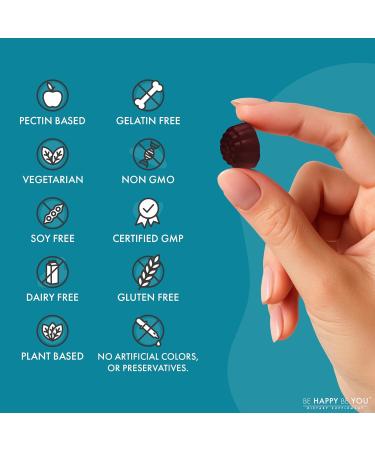 Be Happy Be You Magnesium Glycinate Gummies with L-Theanine Relaxation & Sleep Support Vegan, Gelatin-Free, Mixed Berry Flavor Magnesium Supplement 90 Ct - Buy Online on GoSupps.com