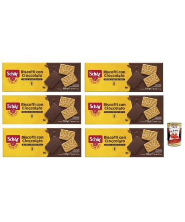 dr. Sch r Biscotti Senza Glutine con Cioccolato Lot of 6 gluten-free biscuits with dark chocolate 150 g + box of 400 g