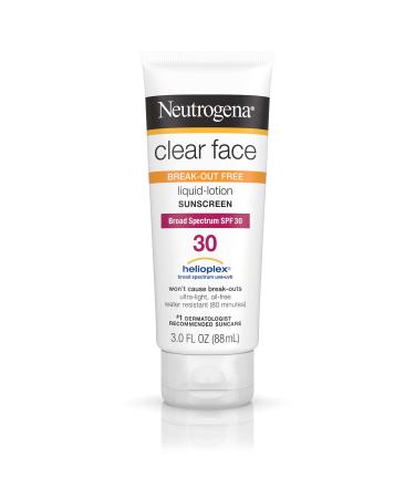 Neutrogena Clear Face Break-Out Free Liquid-Lotion Sunscreen SPF 30 3 oz - Buy Online on GoSupps.com