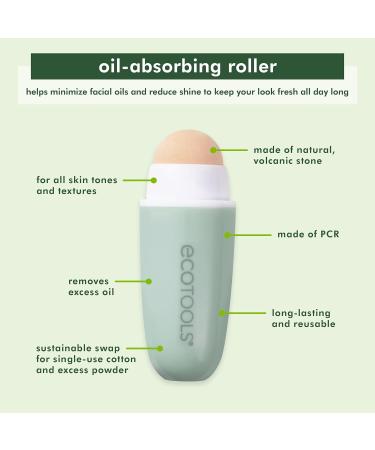EcoTools Reusable Shine Control Oil Absorbing Facial Roller Oil Absorbing Volcanic Ash Face Roller For Oily Skin Cruelty Free Facial Skincare Tool Perfect For On The Go 1 Count - Buy Online on GoSupps.com