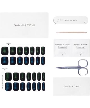 Danni & Toni Oceanic Panther Gel Nail Films - Blue & Green Cat Eye Glossy UV Design | Self-Adhesive Nail Wraps - Buy Online on GoSupps.com