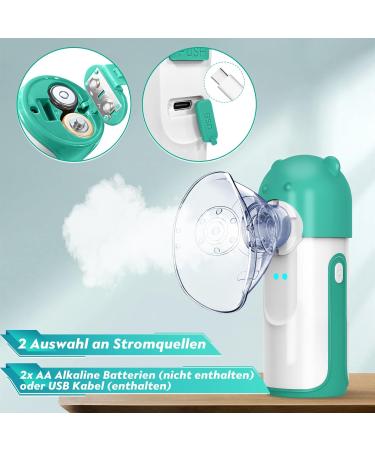 Inhalation Device for Babies & Adults - Wholede Versegler Portable Inhalator with Masks | Mesh Nebulizer with Dual Modes - Green - Buy Online on GoSupps.com