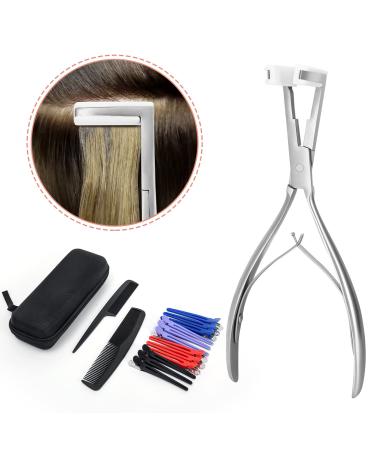 SIOKUY Hair Extension Pliers for Fastening Tape in Hair Extensions Human Hair & tape in extensions & hair extensions tape in & tape ins (Silver)
