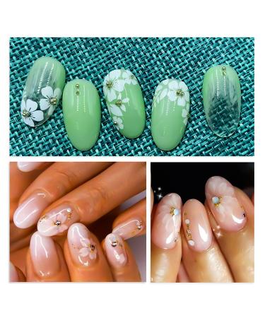 SILPECWEE White Flower Star Heart Nail Stickers - 8 Sheets | 3D Nail Art Decals for DIY & Salon | Manicure Kit with Tweezers - Buy Online on GoSupps.com