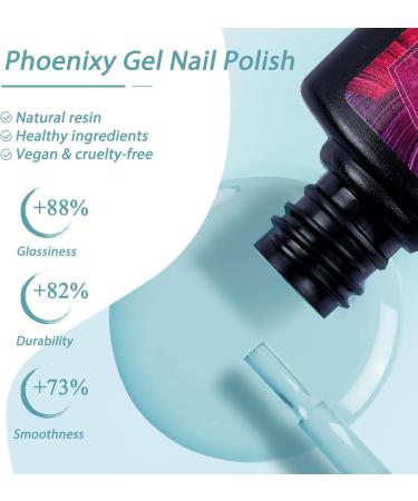 Phoenixy Autumn Gel Nail Polish Kit - 10 Colors with UV/LED Lamp, Base/Top Coat, Glossy Matte Finish - Soak Off, Gift for Women - 25 PCS Set - Buy Online on GoSupps.com
