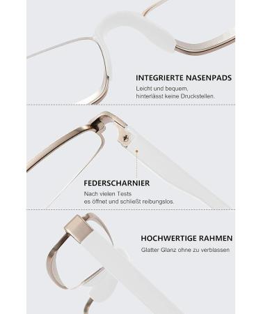 Shop Lanomi Small Blue Light Filter Reading Glasses - Unisex Narrow Metal Frame Spring Hinges +1.0 to +4.0 - Viscidator Visual Aid - Buy Online on GoSupps.com