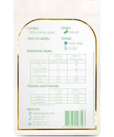 Organic Barley Grass Powder 500g - 1.1lb | Vegan & Non-GMO | Pure Superfood Blend for Cocktails - Buy Online on GoSupps.com