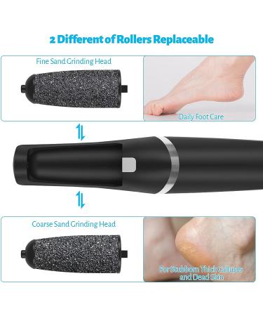 Rechargeable Electric Foot Callus Remover Kit | Waterproof Pedicure Tool with 4 Grinding Heads | Foot Care for Dead Skin | Ideal Gift - Black - Buy Online on GoSupps.com