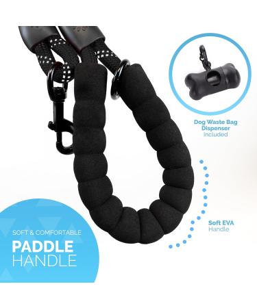 Furdreams 1.5m Slip-On Dog Lead - Reflective, Durable Climbers Rope Leash with Padded Handle - Weather Resistant - Waste Bag Dispenser - Black Large - Buy Online on GoSupps.com