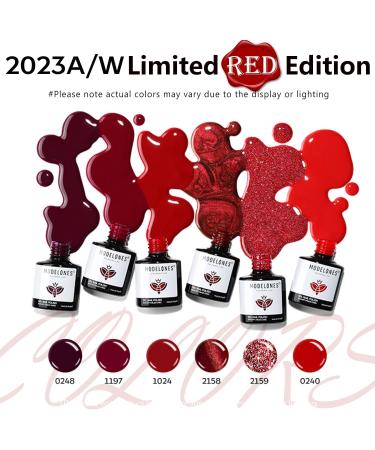 Modelones Red Gel Nail Polish Set - 6 Colors Wine Red Glitter Cat Eye Nail Polish Kit - Classic Sparkle Soak Off LED Gel - Holiday Manicure DIY Home Gift - LAST CHRISTMAS 7ml - Buy Online on GoSupps.com