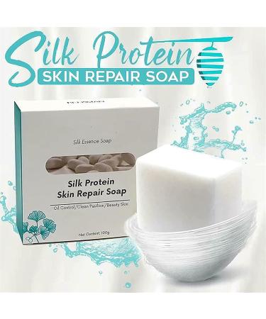 Silk Protein Skin Repair Soap | Goat Milk & Oil Control Cleansing Soap | Natural Skin Lightening & Acne Moisturizing Bar (1 Pcs - Buy Online on GoSupps.com