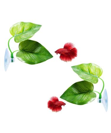 Cousduobe Betta Fish Leaf Pad - Improves Betta's Health by Simulating The Natural Habitat( Double Leaf Design, one Big and one Small ) 2 Pack Betta Fish Leaf
