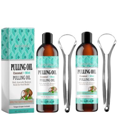 D'Huile de Noix de Coco 2pcs Huile de Noix de Coco Bain de Bouche L'Huile de Noix de Coco Huile de Menthe Poivr E Bain de Bouche L'Huile Blanchissante Rince-Bouche L'Huile de Menthe