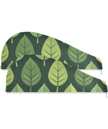 Leaf Hair Towel 2 Pack - Super Absorbent Quick Dry Hair Turbans with Button Wrap for Women & Girls | Shop Internationally - Buy Online on GoSupps.com