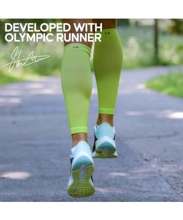 DANISH ENDURANCE Graduated Calf Compression Sleeves 21-26 mmHG Neon Yellow/Light Blue Men & Women - Support & Recovery - Buy Online on GoSupps.com