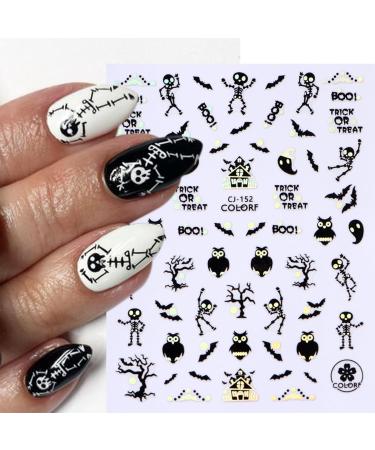 JMEOWIO 9 Sheets Halloween Black Silver Nail Art Stickers Decals Self-Adhesive Nail Supplies Nail Art Design Decoration Accessories - Buy Online on GoSupps.com