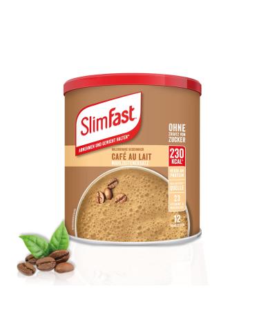 Slimfast milkshake powder caf au lait i calorie-reduced diet shake with high protein content I for a weight-controlling diet I only 230 calories per protein- i 438 g cafe au'lait single