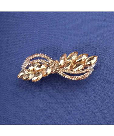 Yheakne Gold Rhinestone Wedding Hair Clip Barrette - Bridal Hair Accessories for Women and Girls - Buy Online on GoSupps.com