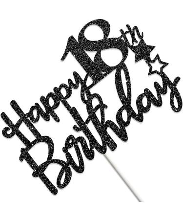 Tenhaisi Glitter Black Happy 18th Birthday Cake Topper 18th Birthday Party Decoration - 18 and Fabulous Birthday Topper for Cake - Cheers To 18 Years Wedding Anniversary/Birthday Party Decoration - Buy Online on GoSupps.com