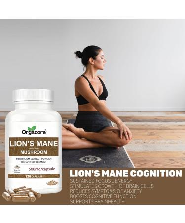 ORGACORE Real Lion s Mane Mushroom Extract Capsules (120 Count) Hericium Erinaceus with Beta Glucans Brain & Immune Support Supplement for Memory Focus & Overall Cognitive Health - Buy Online on GoSupps.com