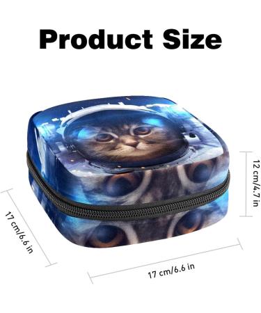 Menstruation Pad Bag with Zipper | Stylish Women's Napkin & Tampon Bag - Cosmic Cat Design - Buy Online on GoSupps.com