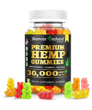 Hemp Gummies Advanced Extra Strength Infused Natural Organic Hemp Oil Extract for Stress Reduction for Adult Relaxation Vegan Non-GMO Zero BD Oil Low Sugar Made in USA