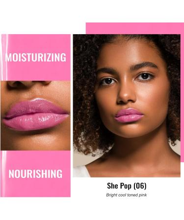 Oulac Moisturising Lipstick Pink - Hydrating Tinted Lip Balm for Dry Lips | Juicy Glossy Finish Vegan Cruelty-Free - She Pop (06) - Buy Online on GoSupps.com