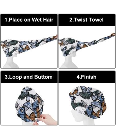 Skull Butterfly Microfiber Hair Towel Wrap for Women - Super Absorbent Hair Turban 10" x 26 - Buy Online on GoSupps.com