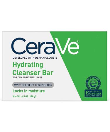 CeraVe Hydrating Cleanser Bar | 4.5 Ounce | Soap-Free Body and Face Cleanser Bar | Fragrance Free and Non-Irritating (Pack of 5) Fragrance Free 4.5 Ounce (Pack of 5)