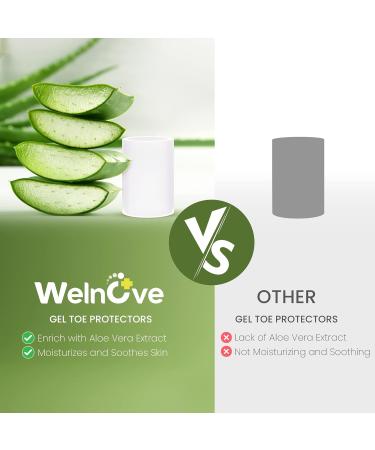 Welnove Aloe Vera Infused Silicone Toe Protectors - 12-Pack for Hammer Toes, Corns, Calluses, and Blisters - Soft Gel Cushions for Pain Relief - Buy Online on GoSupps.com
