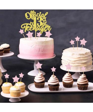 Keaziu 1 Pack Officially 13th Teenager Cake Topper 24PCS Pink Star 13th Cake Topper Birthday 13 Fabulous for Happy 13th Birthday Anniversary Party Cake Decorations Supplies Gold - Buy Online on GoSupps.com